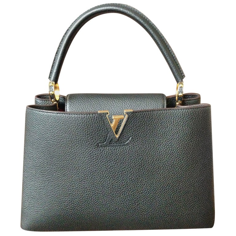 Louis Vuitton Capucine MM Black and gold hardware