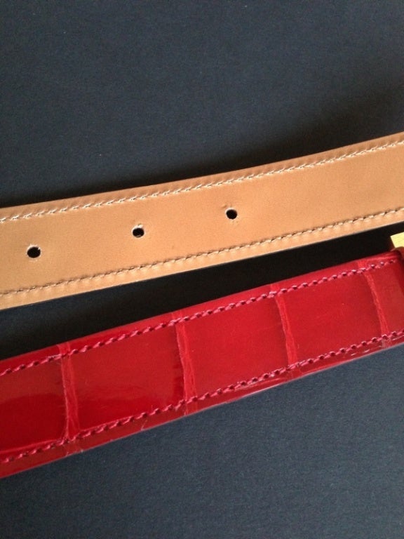 Hermes Buckle H / Constance + Belt Red crocodile at 1stdibs  