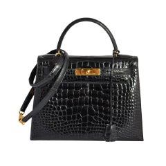 Hermes Kelly 28 crocodile Mississippi avec matériel doré