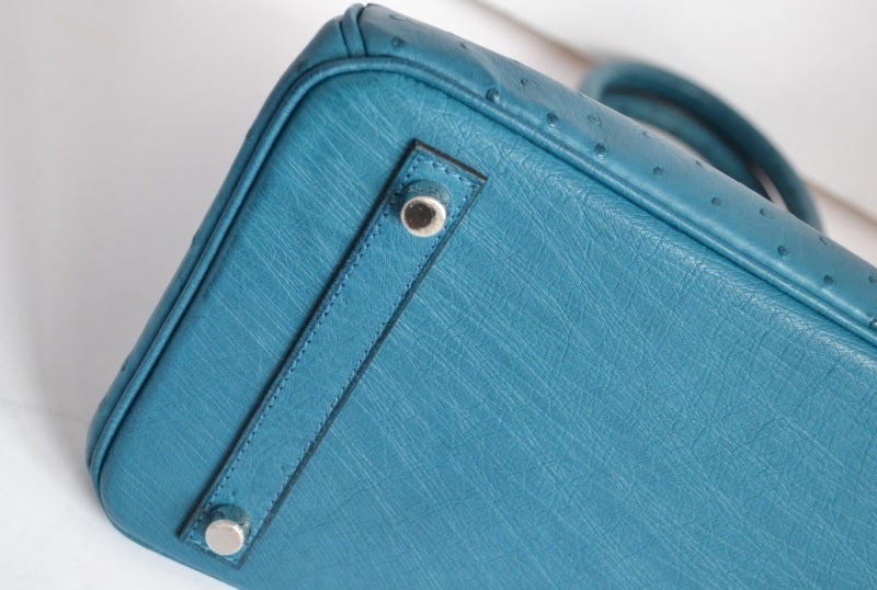 Authentic Herms Birkin 30 Cobalt Ostrich at 1stdibs