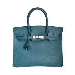 Authentic Hermès Birkin 30 Cobalt Ostrich