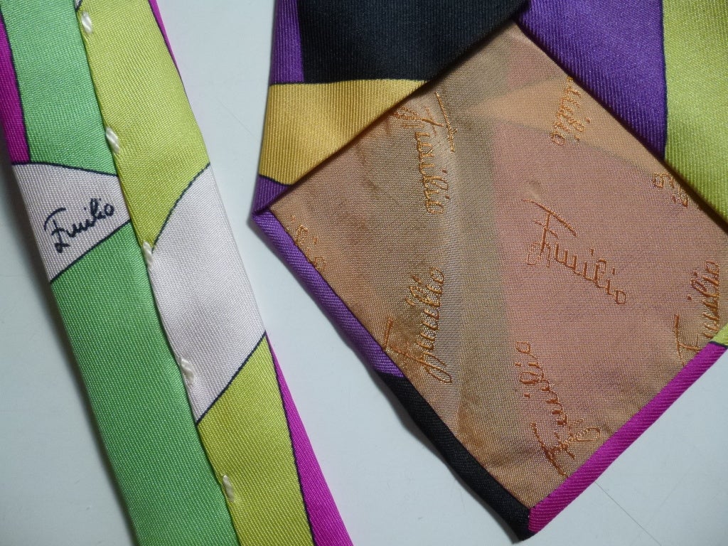 Classic Vintage 1960s Emilio Pucci Silk Mens Necktie For Sale 2