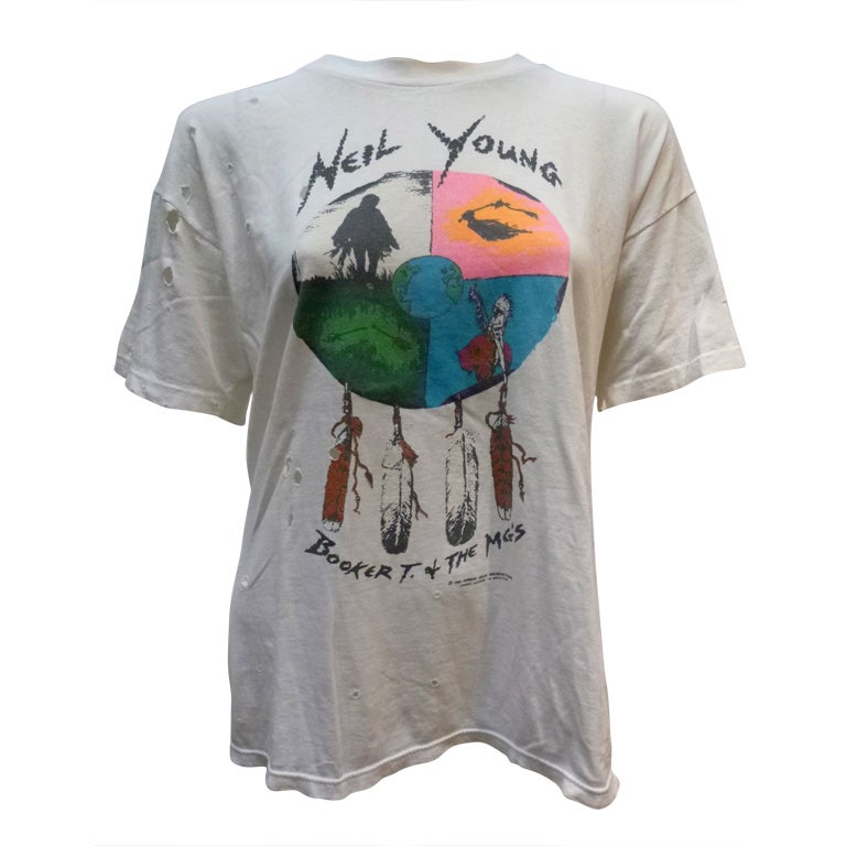 Neil Young With Booker T. + The MG's Vintage 1993 Tour Tee Shirt For Sale