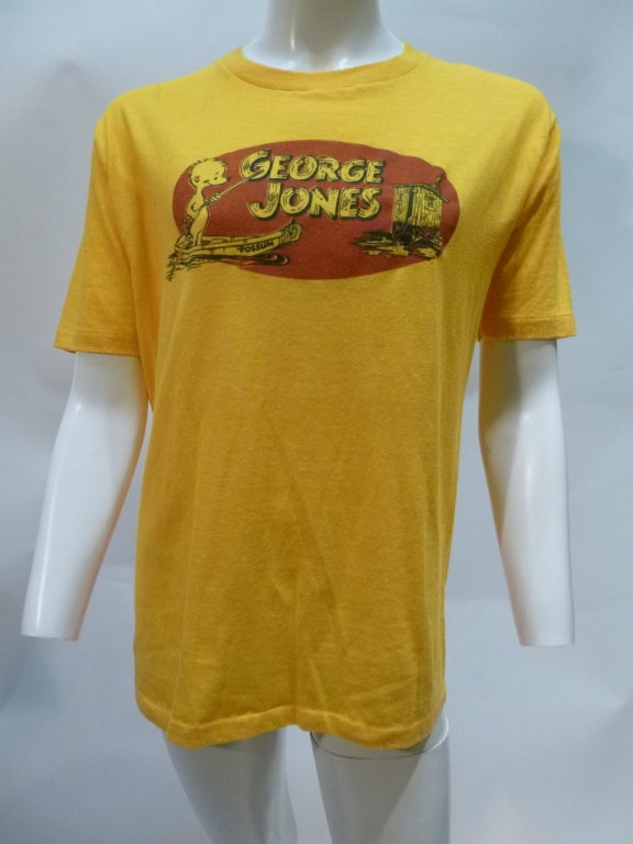 Late 1970s George Jones T-shirt, featuring a country scene, with a boat emblazoned with his long-time nickname, 