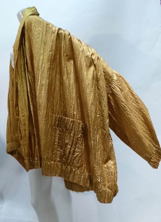 Women's Amazing Vintage 1983 Romeo Gigli Pleated Silk Hooded Cape/Jacket For Sale