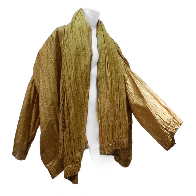 Amazing Vintage 1983 Romeo Gigli Pleated Silk Hooded Cape/Jacket For Sale