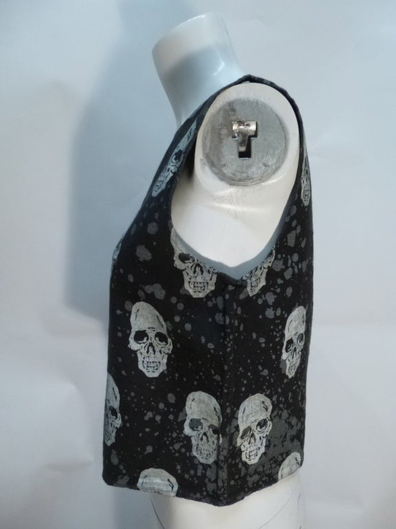 Women's or Men's BOY Of London Vintage Sleeveless Skulls Shirt 1970s For Sale