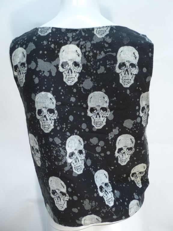 BOY Of London Vintage Sleeveless Skulls Shirt 1970s For Sale 1