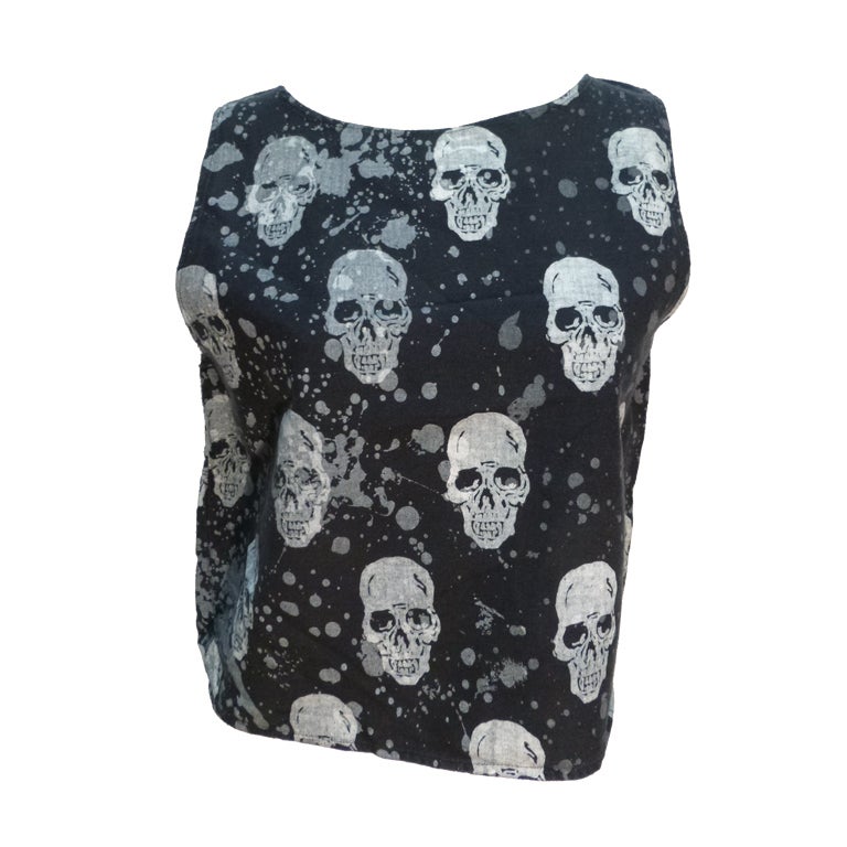 BOY Of London Vintage Sleeveless Skulls Shirt 1970s For Sale
