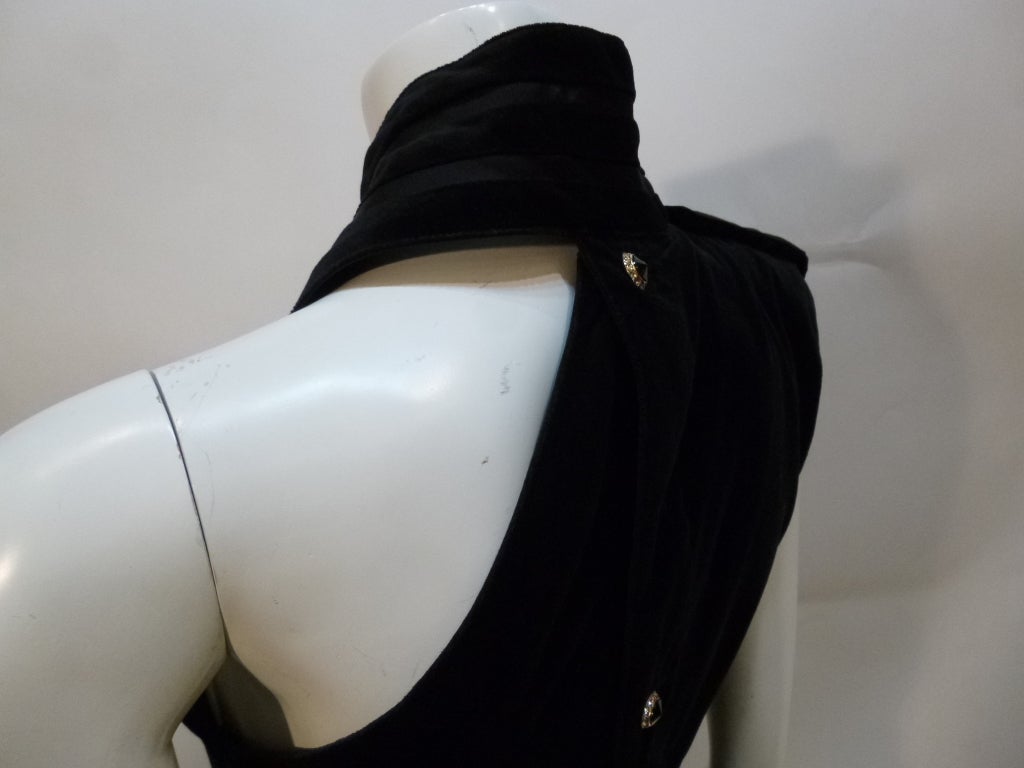 Vintage Versace Sleeveless Black Velvet Column Dress For Sale 3