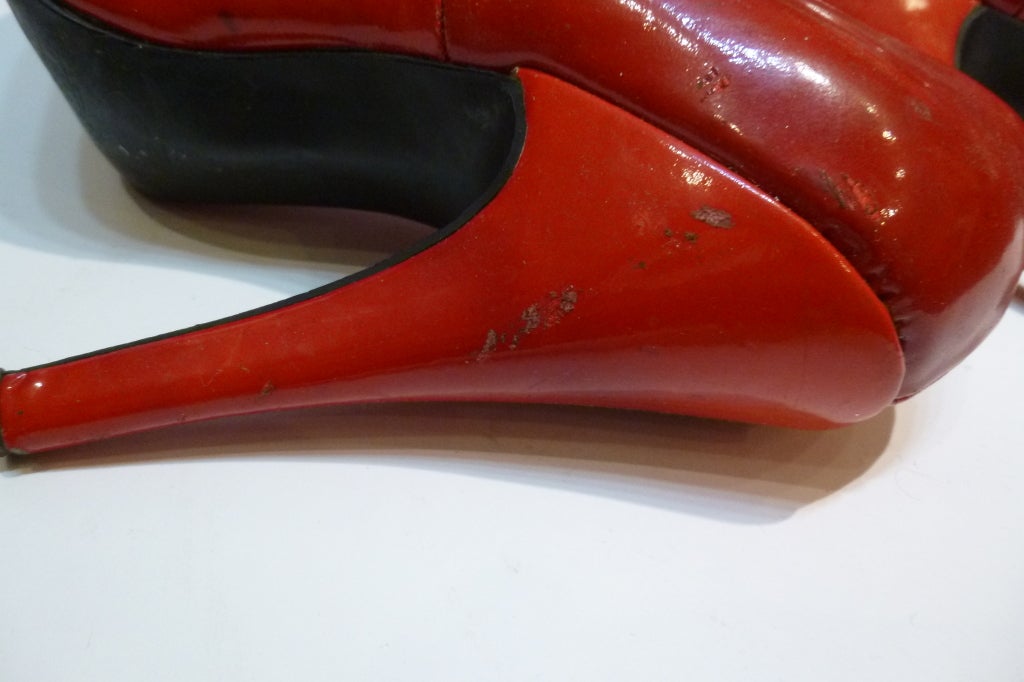 Vintage 1970s Vivienne Westwood SEX Red Patent Leather Pumps For Sale 2