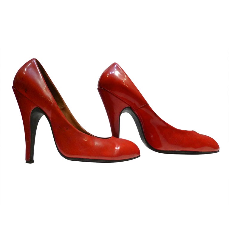 Vintage 1970s Vivienne Westwood SEX Red Patent Leather Pumps For Sale
