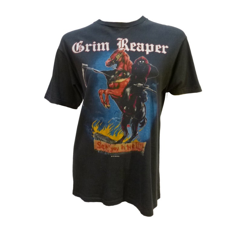 Vintage Grim Reaper Tee Shirt See You In Hell Debut LP 1984 For Sale