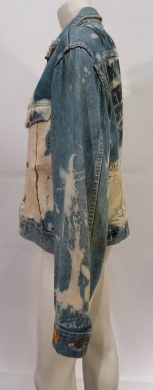 Vintage 1960s Lee Denim Jacket with 1980s Heavy Metal Graffiti For Sale 1