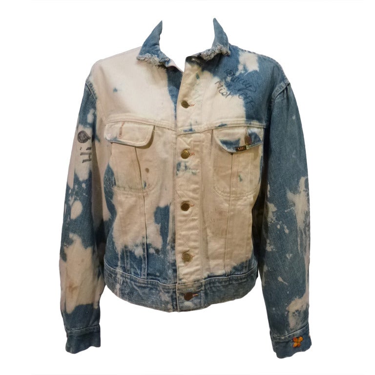 Vintage 1960s Lee Denim Jacket with 1980s Heavy Metal Graffiti For Sale