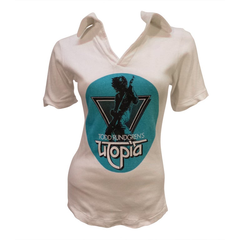 Vintage 1970s Todd Rundgren's Utopia Collared Tee Shirt For Sale at 1stDibs