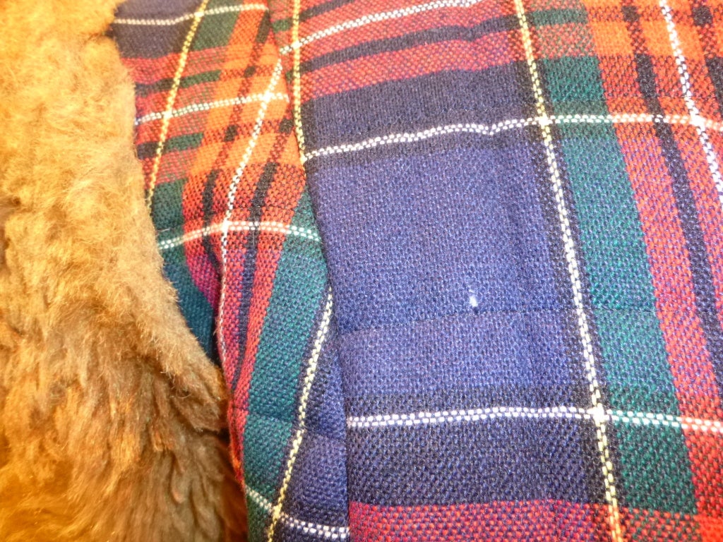 Betsey Johnson for Alley Cat 1970s Plaid Wool + Faux Fur Jacket For Sale 2