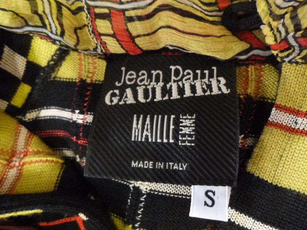 Jean Paul Gaultier Maille Femme Plaid Bow Blouse For Sale 5