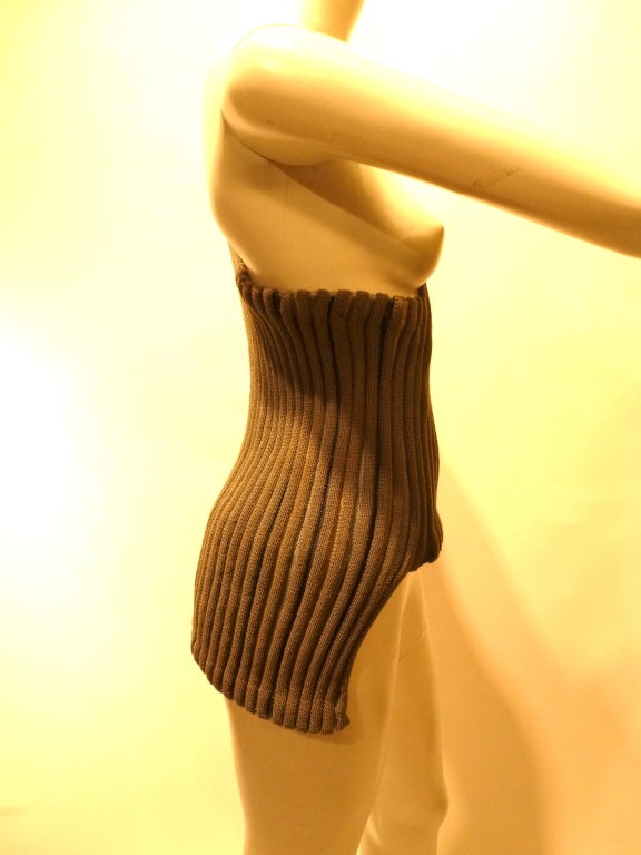Issey Miyake 1985 Ribbed One-Shouldered Knit Top  For Sale 1