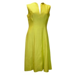 Vintage 1960s Chartreuse Trigere Sleeveless Day Dress