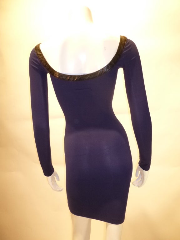 Women's Jean Paul Gaultier Femme Tight Lycra and Leather Lace-Up Dress For Sale