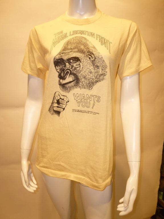 RARE Early PETA Animal Liberation Front Vintage 1980s Tee Shirt