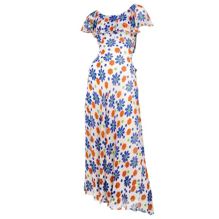 Chiffon Flower Print Gown / YSL-1080