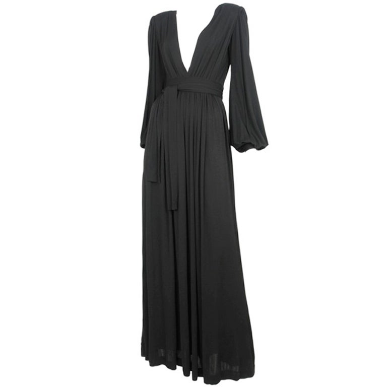 Black Jersey Gown / YSL-1085 at 1stdibs
