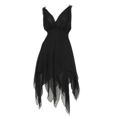 Black Chiffon Cocktail Dress / YSL-1086