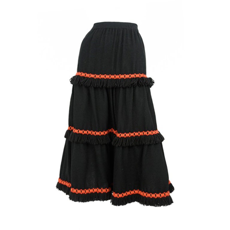 Wool Tiered skirt / YSL-1055