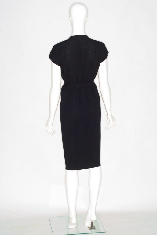 Halston Black Linen wrap Dress For Sale at 1stDibs