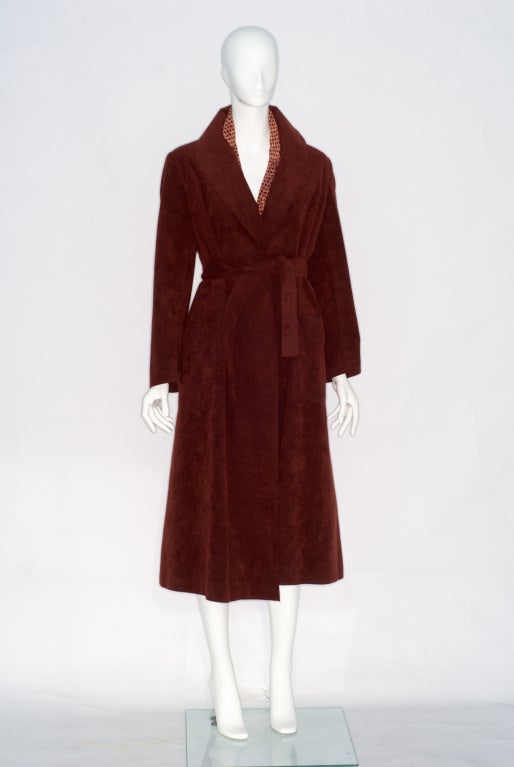 Halston Bordeaux Ultrasuede Wrap Coat