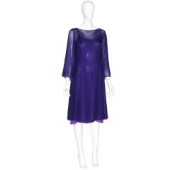 Halston Violet and Purple Silk Chiffon Dress