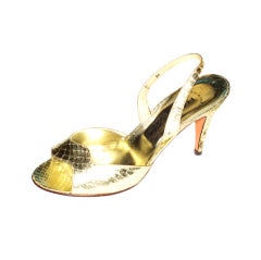 Retro Halston Gold Python Shoes