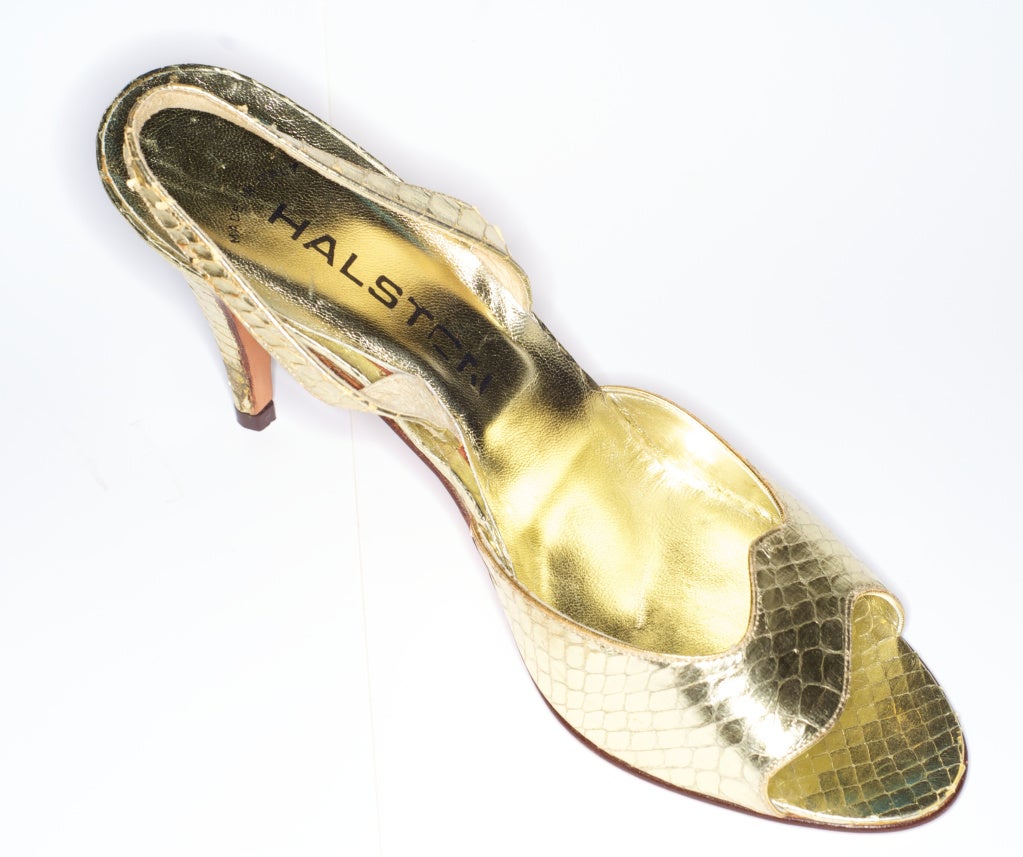 Halston Gold Python Shoes