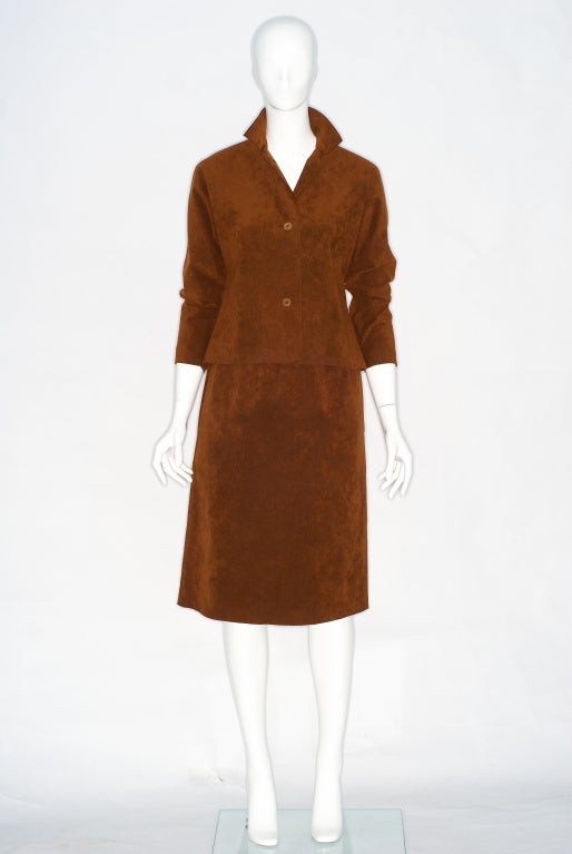 Women's 1970s Halston Tobacco Colored Ultrasuede Ensemble For Sale