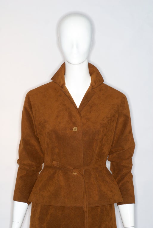 1970s Halston Tobacco Colored Ultrasuede Ensemble For Sale 1