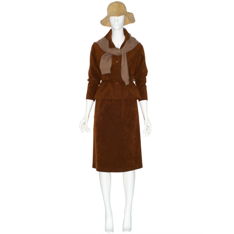 1970s Halston Tobacco Colored Ultrasuede Ensemble For Sale