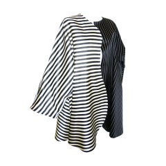 Vintage Famous Bill Blass Silk Black& White Striped Swing Coat on Sale !