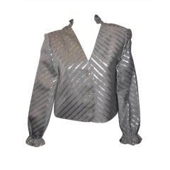 Geoffrey Beene Silver Striped  Bolero Jacket