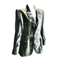 Vintage Bill Blass Silk Velvet  Leopard Print Blazer