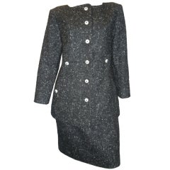 Vintage Geoffrey Beene Black Tweed skirt suit sz 8