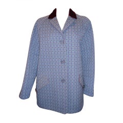 Geoffrey Beene square quilted  blue/burgundy velvet short coat
