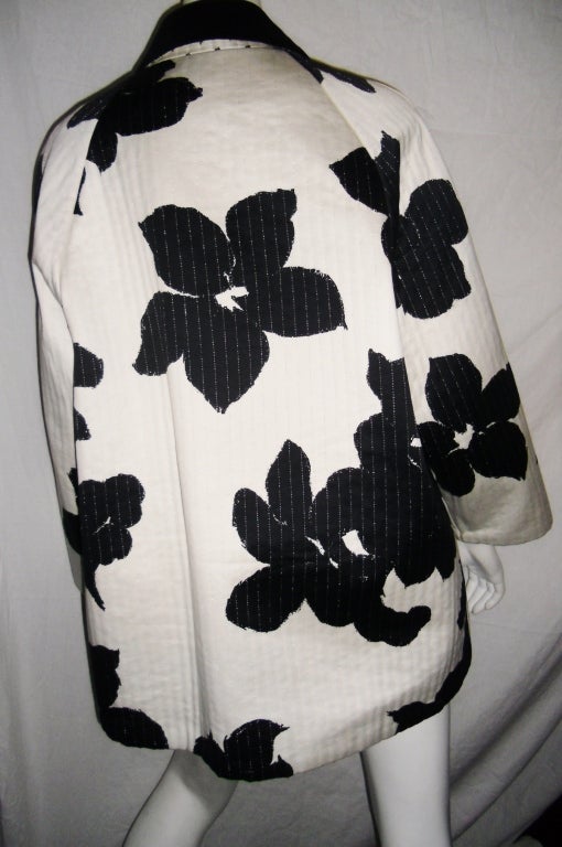 Geoffrey Beene Quilted Black Flowers Jacket 3