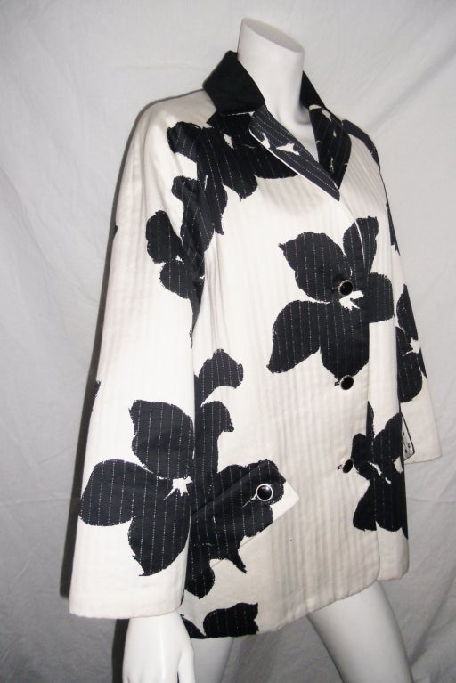 Women's Geoffrey Beene Quilted Black Flowers Jacket