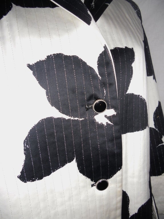 Geoffrey Beene Quilted Black Flowers Jacket 1