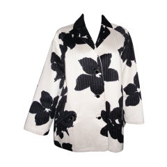 Vintage Geoffrey Beene Quilted Black Flowers Jacket