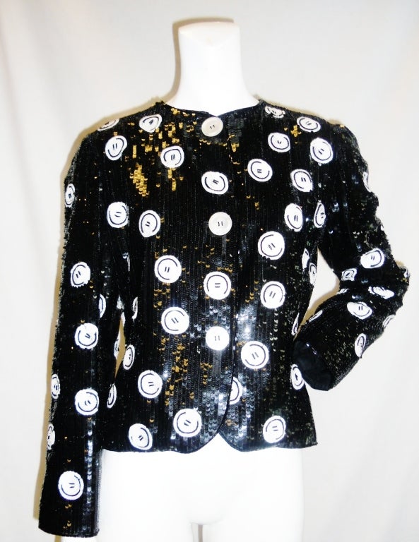 Bill Blass Rare Beaded "Button" Jacket Collectio spring 1986