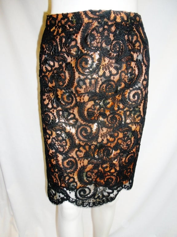 Couture James Galanos Lace evening Skirt