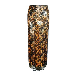 Galanos Lace long skirt with polka dot lining
